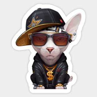 White Sphynx Cat Hip-Hop Super Star Sticker